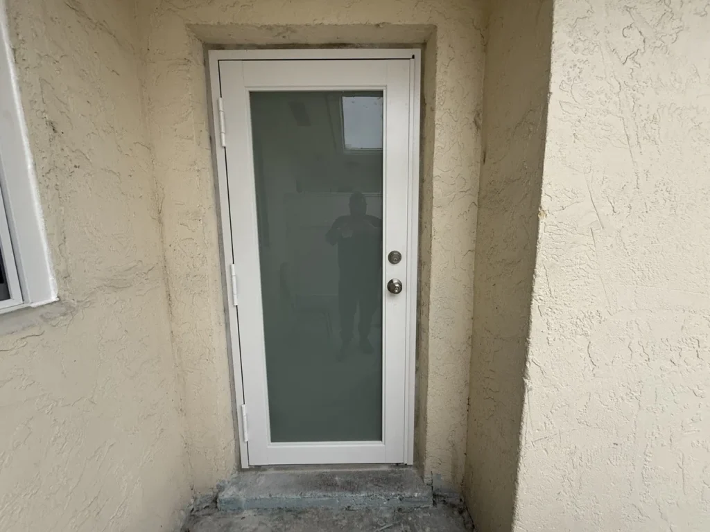 New impact door with frosted glass in Tamarac, FL
